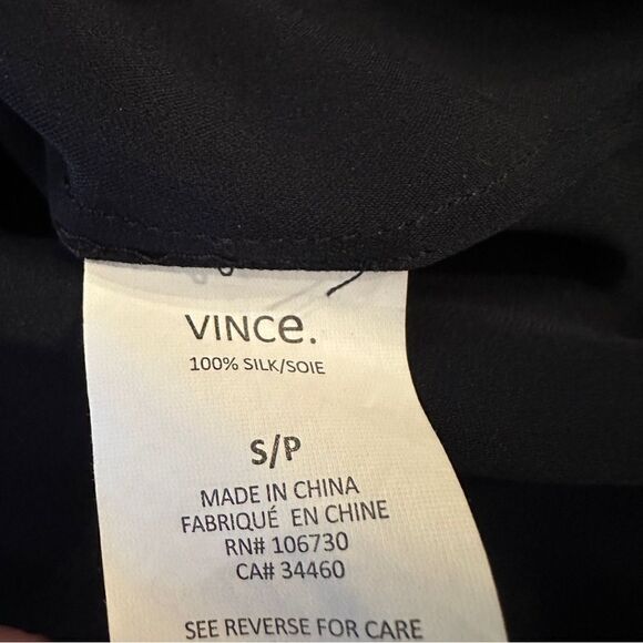 Vince Contrast Trim Silk Blouse - Picture 3 of 8